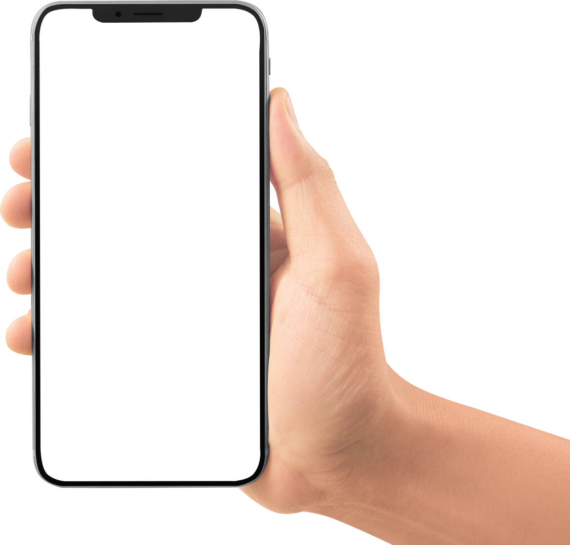 Hand holding new smartphone . Smartphone  png